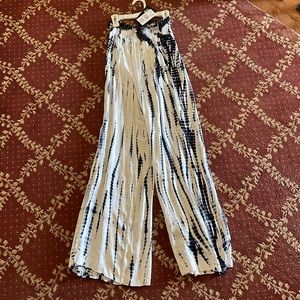 Navy and White Flowy Pants